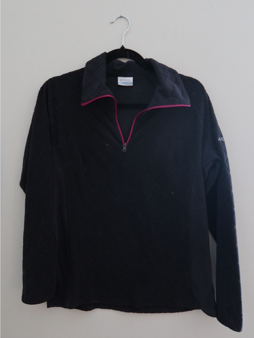 Columbia Women's Black Quilted Fleece 1/4 Zip Mock Neck Pullover Sweater